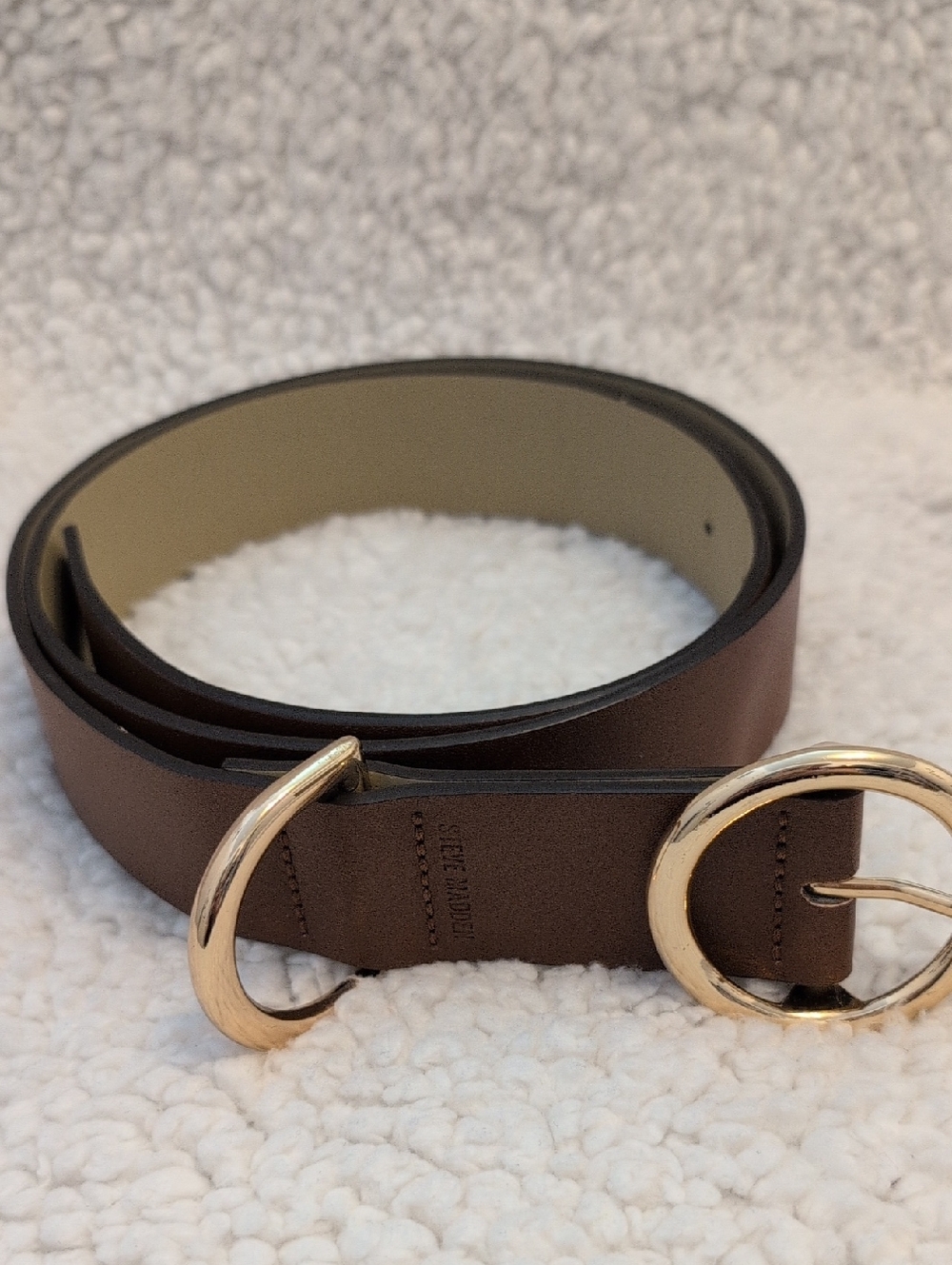 Leather Circle Buckle Belt - Brown